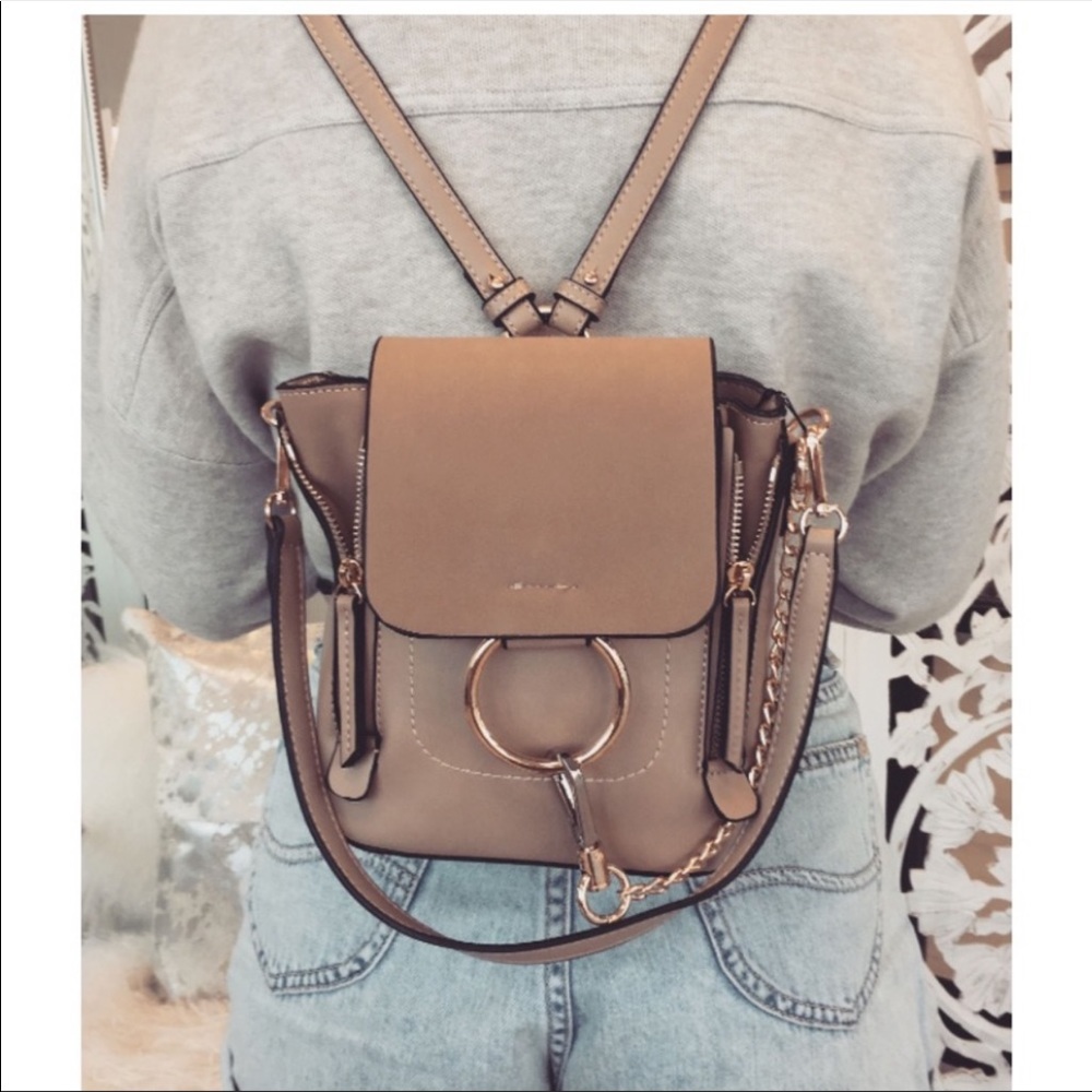 Mini faux leather backpack